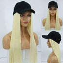 Baseball Cap Hat with Hair Long Natural Hair Wigs Ladies Fashion Straight W V7S4