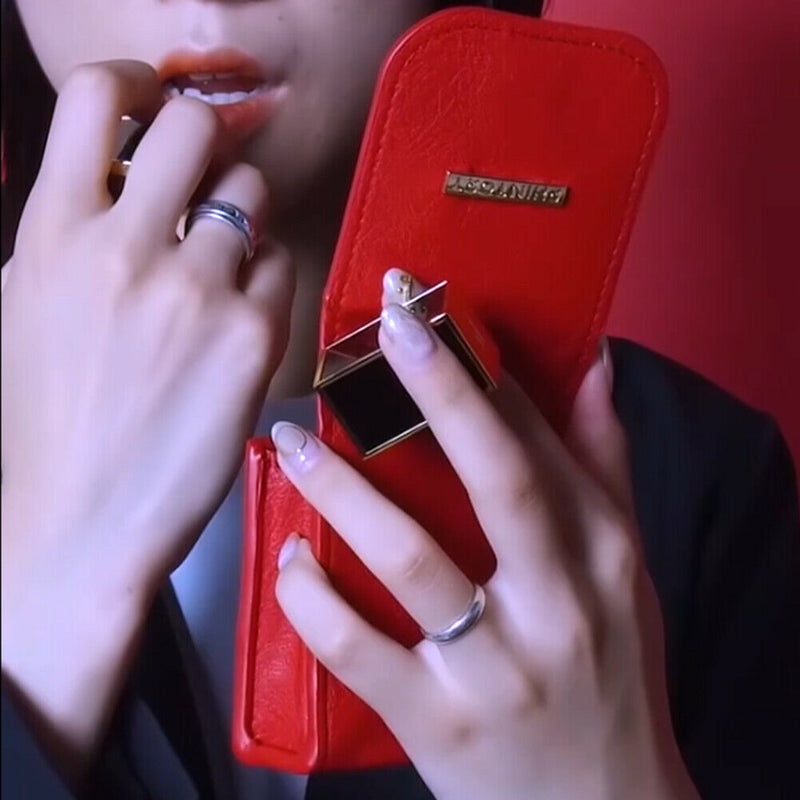 Mini Lipstick Bag PU Portable Travel Cosmetic Makeup Case Pouch (Red) A