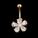 Beauty Navel Belly Button Rings Bar Crystal Flower Dangle Body Piercing Jewe Hn