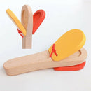 Children's Wooden Percussion Instrument Castanet Clapper Creative Long Hand T4N4