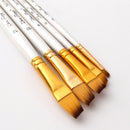 5 Pieces Art Paint Brush Set Flat Angular for Oil, Watercolor, Acrylic, Craft,
