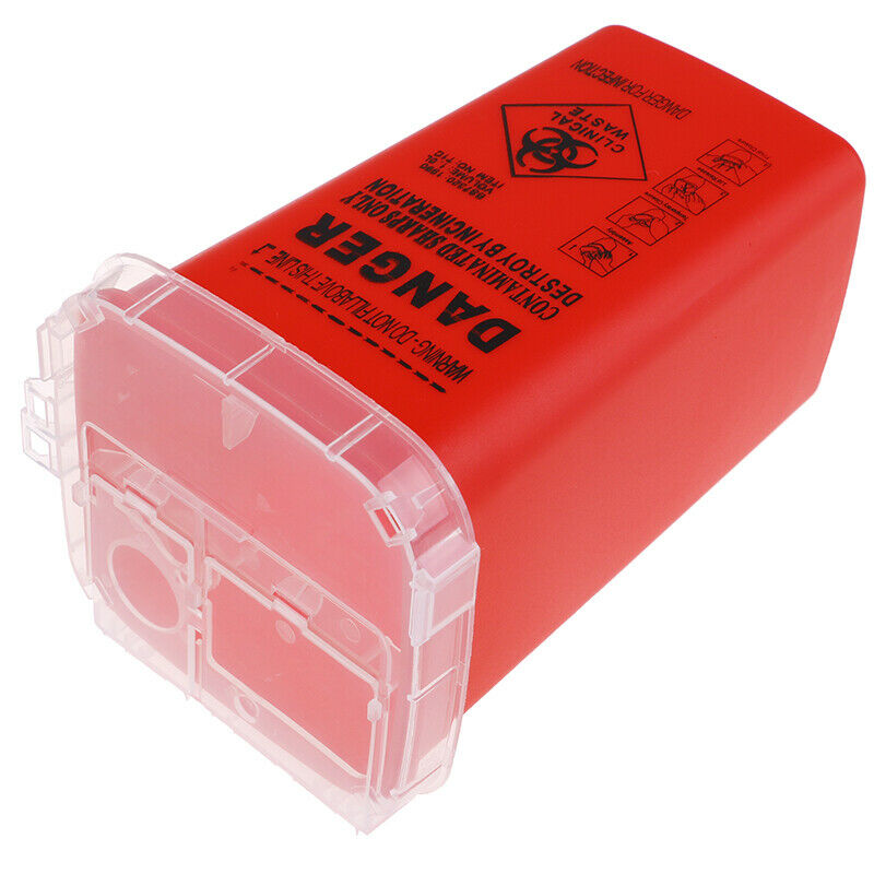 Red Sharps Container Biohazard Needle Disposal for Medical Dental Tattoo Tosp