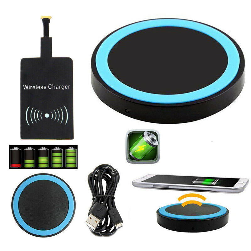 Black Qi Wireless Charger Pad Charging Receiver +  USB Cable