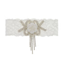 Wedding Garter Flower Applique Keepsake Throwaway Rhinestone Lace Thigh Ring