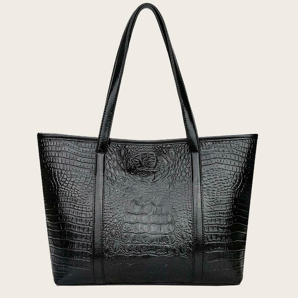 Retro Crocodile Leather Women Handbag Large Capacity Shoulder Shopping Bag