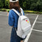 4pcs/set Letter Print Canvas Women Backpack Travel Schoolbag Totes (Grey) A