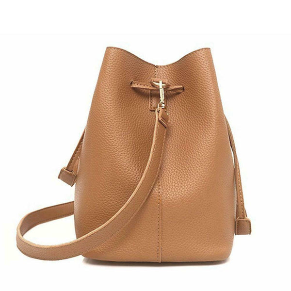 4pcs Set Women Bag Fashion Solid PU Single Shoulder Messenger Bags(Brown)