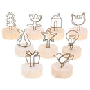9pcs Round Wooden Base Memo Photo Holder Card Paper Note Clip