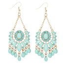 1 Pair Elegant Women Tassel Turquoise Crystal Ear Stud Earring Dangle Chain