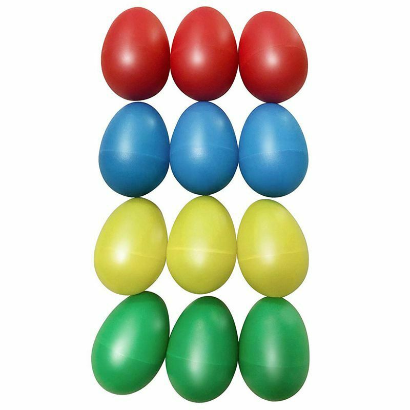 12pcs Plastic Egg Shakers Set with 4 Different Colors,Percussion Musical Eg