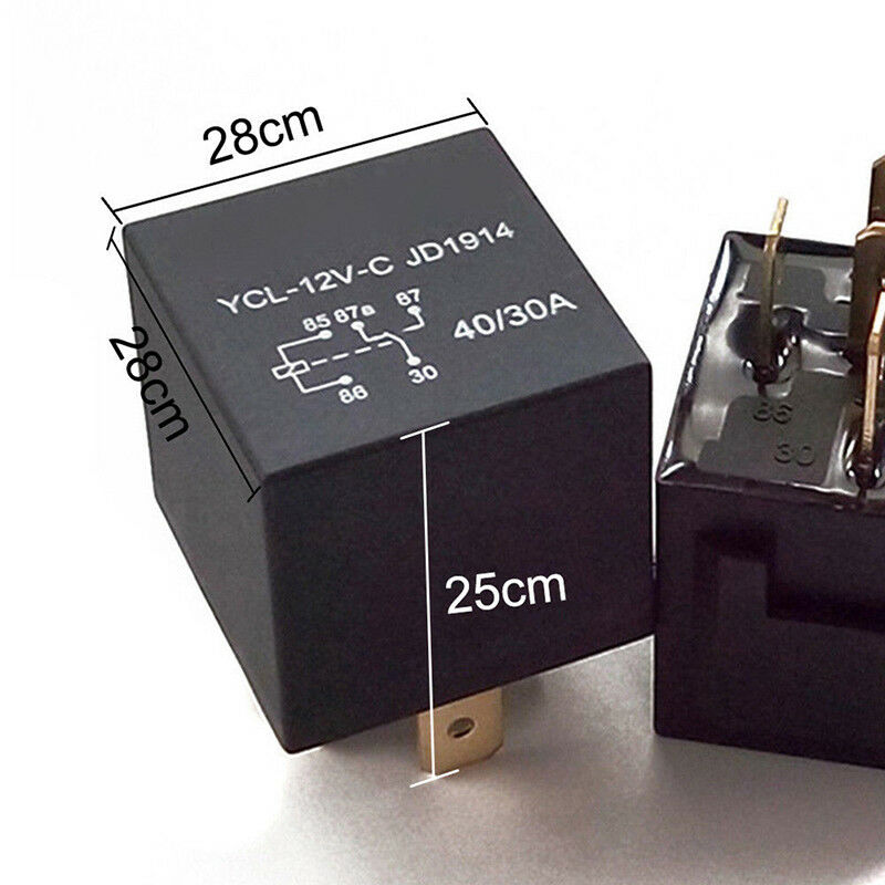 1X DC 12V Car SPDT Automotive Relay 5 Pin 5 Wires Harness Socket 30/40 Amp Kw