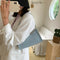 Fashion Pure Women Handbag Leather Female Small Shoulder Tote Bag (Blue)