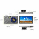 New 4 inch Car DVR Camera Full HD 1080P Dual Lens Video Recorder Parking Mo
