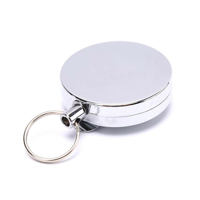 110CM Retractable Key Chain Reel Steel Cord Recoil Belt Key Ring Badge Holde Gn