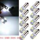 10Pcs T11 BA9S 5050 5 SMD 6000K White LED Car Interior Dome Map Light  OZ