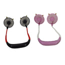 2pcs Mini Neck Hanging Cooling Fan Rechargeable Sports Rest Dual Lazy Fan