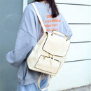 Leather Women Casual School Bags Shoulder Handbag Travel Backpacks (White)