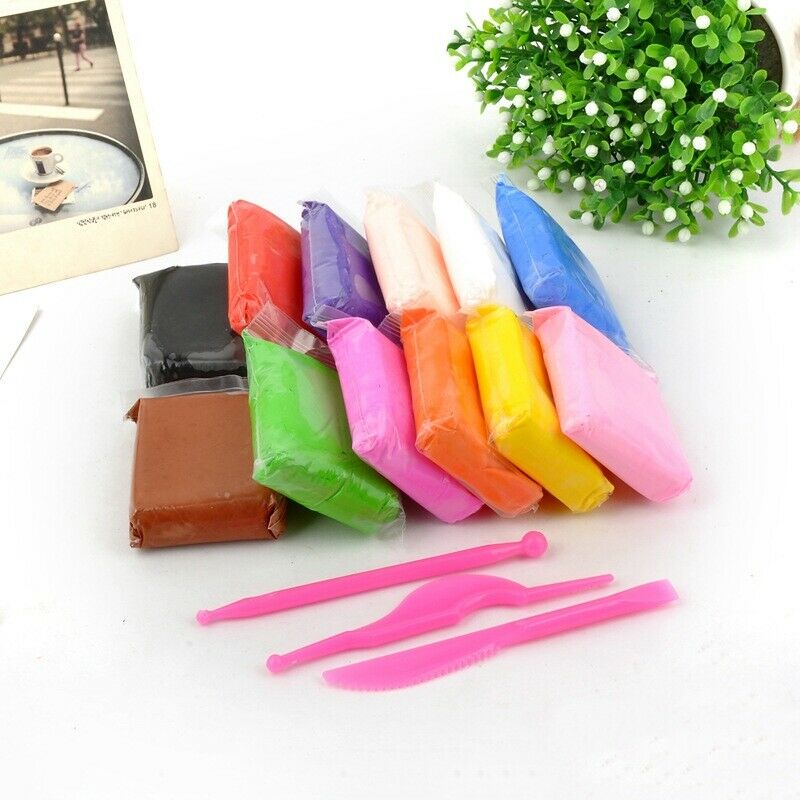 12 Color/Set Light Clay Diy Dry Polymer Plasticine Modelling Clay Super Lig W2L1