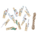 10pcs Cactus Alpaca Llamas Wooden Clips with Rope Photo Clips Hawaiian DecME