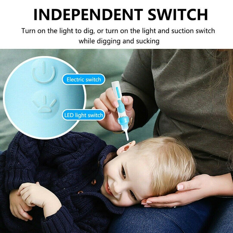 Electric Vacuum Ear Wax Remover Cleaner Safety Cleaning Tool with LED Light Kit#