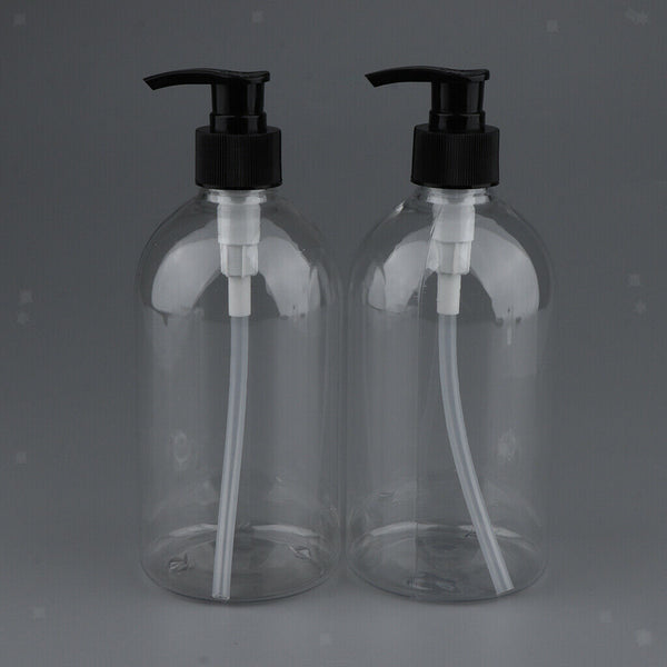 2x 500ml Plastic Pump Bottle Lotion Shampoo Liquid Travel Containers Refillable