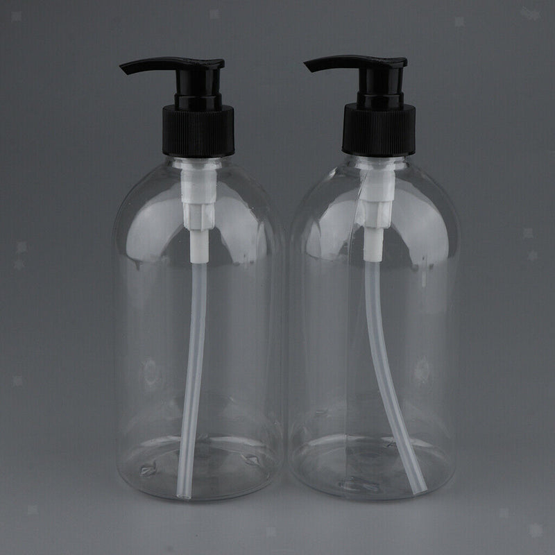 2x 500ml Plastic Pump Bottle Lotion Shampoo Liquid Travel Containers Refillable