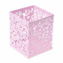 Hollow Rose Flower Metal Pen Holder Organizer Office Desk Container Case
