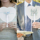 24Pcs Heart Shape Paper Pocket Fans Foldable Wedding Decoration Party Suppl
