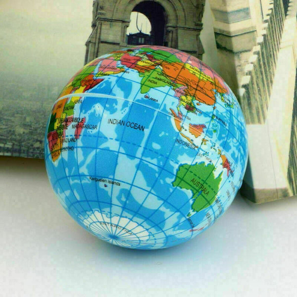 Foam World Map Earth Globe Stress Relief Ball Bouncy Atlas N Geography