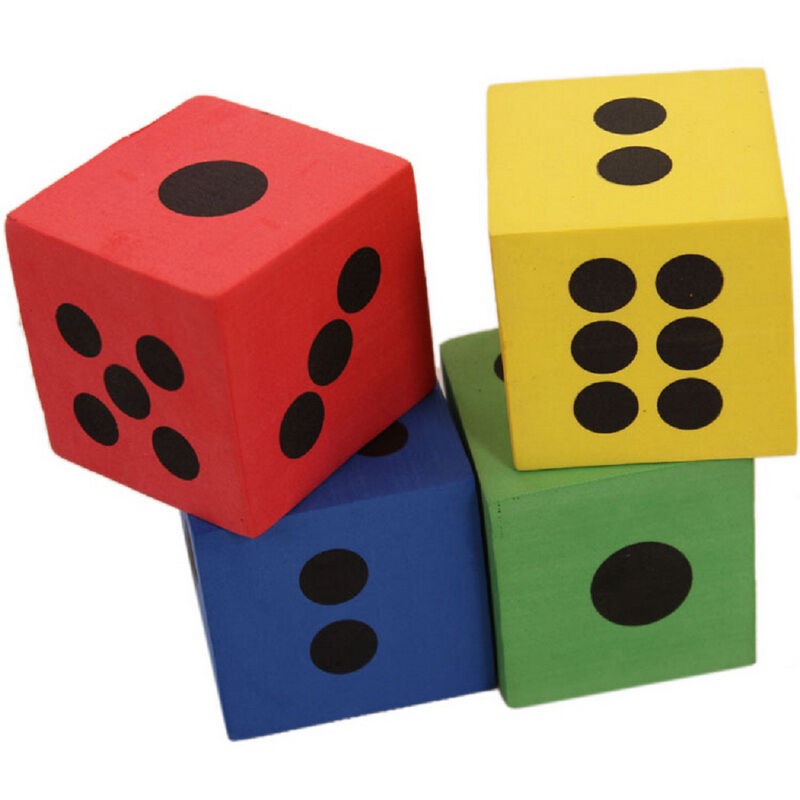 Hot SET OF 12 SOFT COLOURFUL FOAM Design LARGE DICE PARTY LOOT BAG FILLER 3.7cm