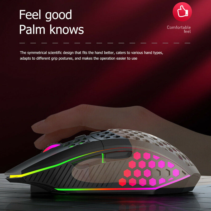X801 8 Keys Wireless 1600DPI Adjustable Honeycomb Gaming Mouse (Black)