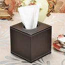 Square Pu Facial Tissue Paper Holder Box Durable Cowhide Pattern Tissue Box