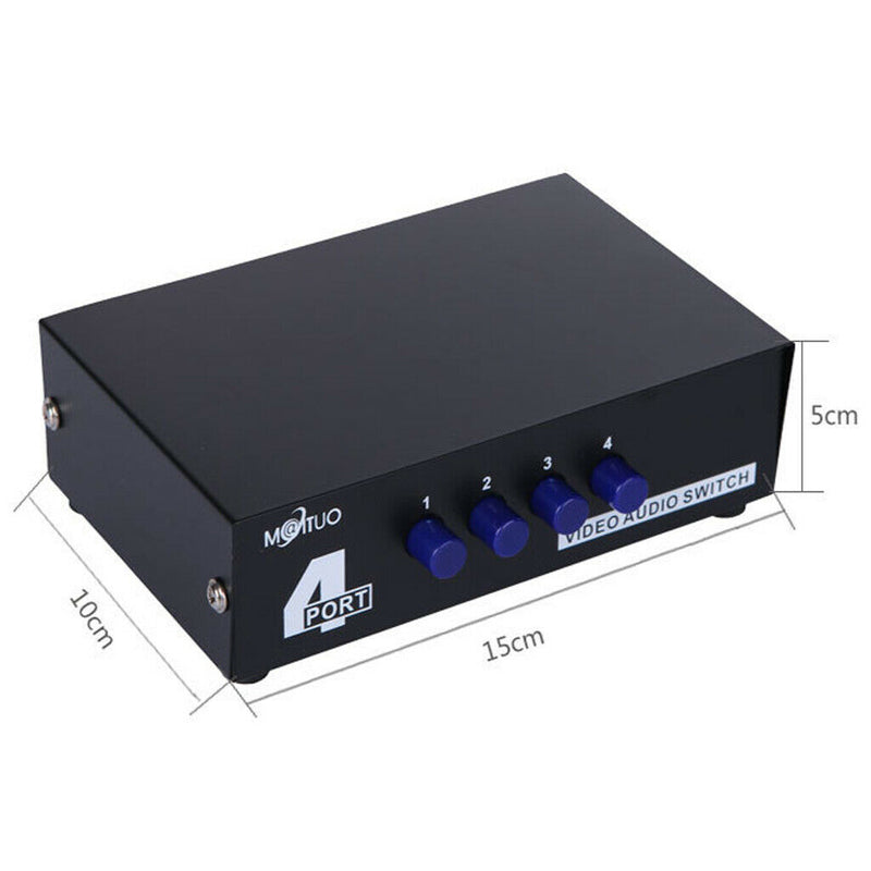 1 to 4 Port RCA Video Audio AV Switcher Selector 4-Way TV DVD Splitter Box -