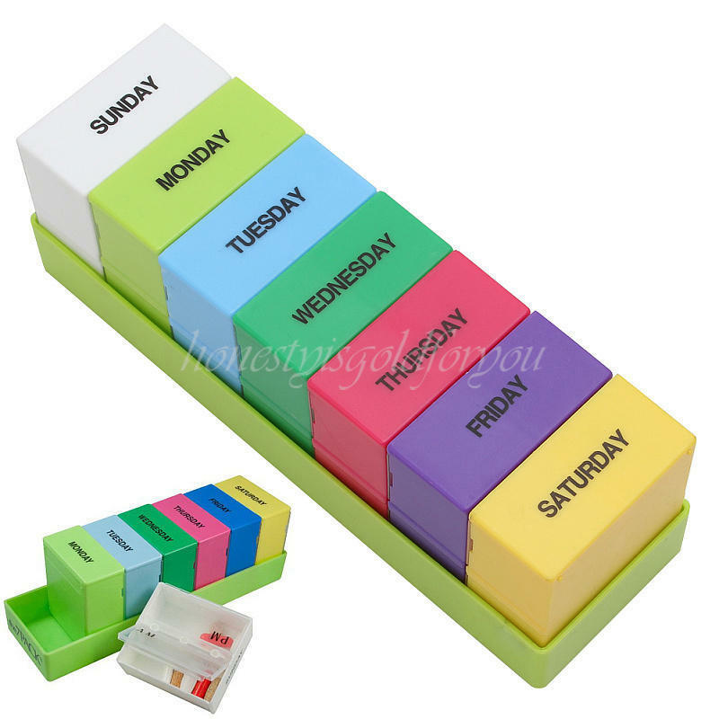 7 Day Weekly Medicine Pill Box Case 28 Slots Storage Organizer Home Travel