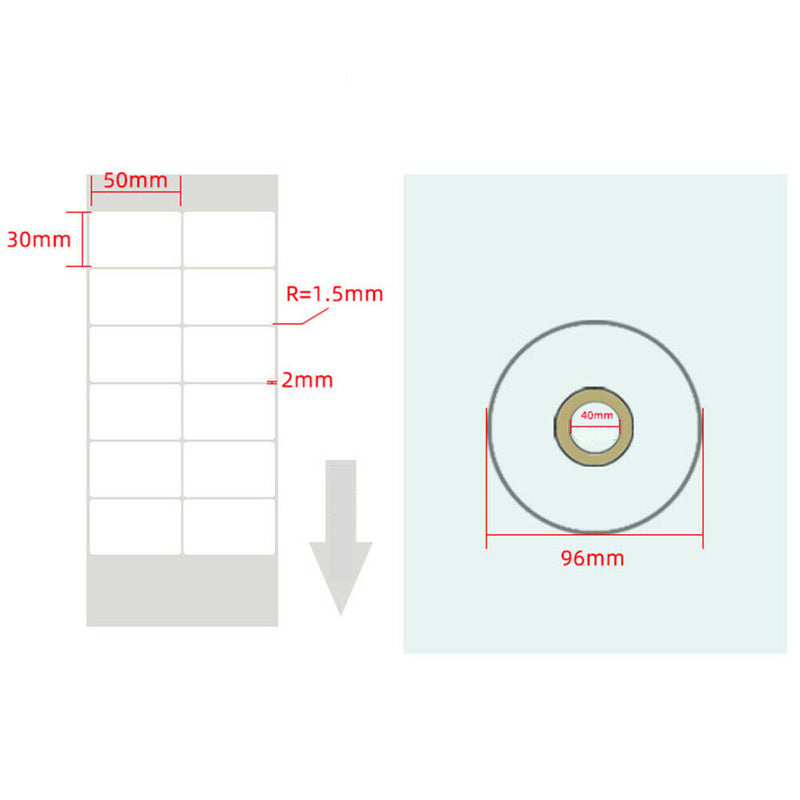 3000pcs 50x30mm Self  Supermarket Double Row Address Label Thermal Paper