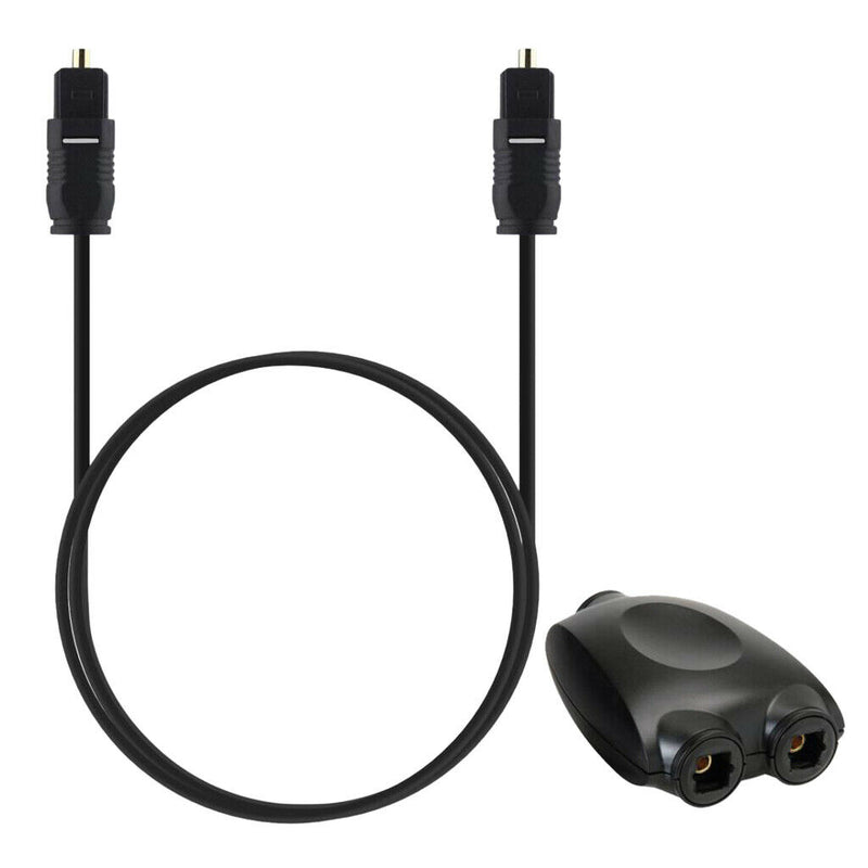 1m Digital Optical Audio Toslink Cable Cord +1 IN 2 OUT Splitter Adapter