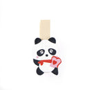 8pcs/lot Cartoon panda Wood Clip Photo Paper Clip Craft Decor + Hemp Rope BX