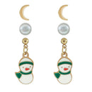 3 Pairs Christmas Tree Snowman Earrings Snowflake Dangles Jewelry (Style 3) A