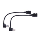 Super Speed USB 3.0 Male to Female Extension Cable Left and Right Angle Bl