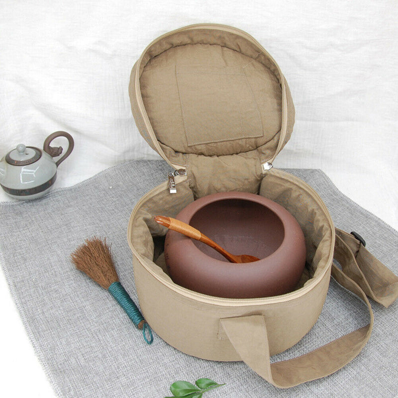 Zipper Closure Portable Canvas Waterproof Carry Bag Buddhism Singing Bowl Round