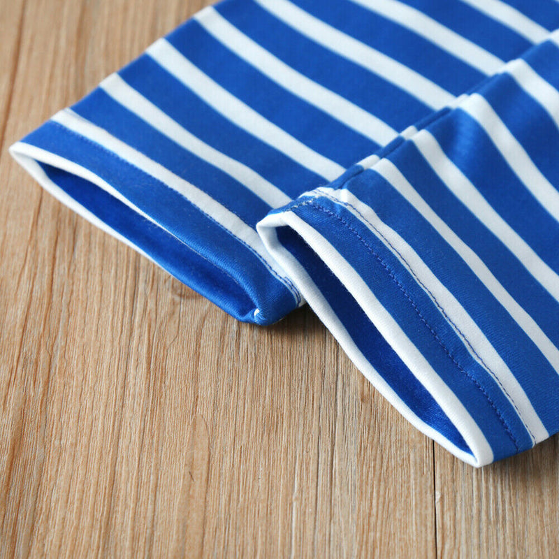 Autumn Toddler Long Sleeve T-shirt Tops Stripe Pants Clothes Set (3-6M)