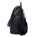 Simple Women Zipper Backpack Shoulder Bag PU Leather Casual Small Schoolbag