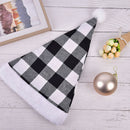 Christmas Hat Santa Claus Costume Unisex Xmas Plaid Cap Home Party Decor Hn