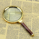 10x Magnifier Wooden Handle Handheld Magnifying Glass Loupe Reading Jewelry 90mm