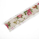 Rose Pattern Jute Burlap Rolls Hessian Ribbon with Trims Tape for Wedding