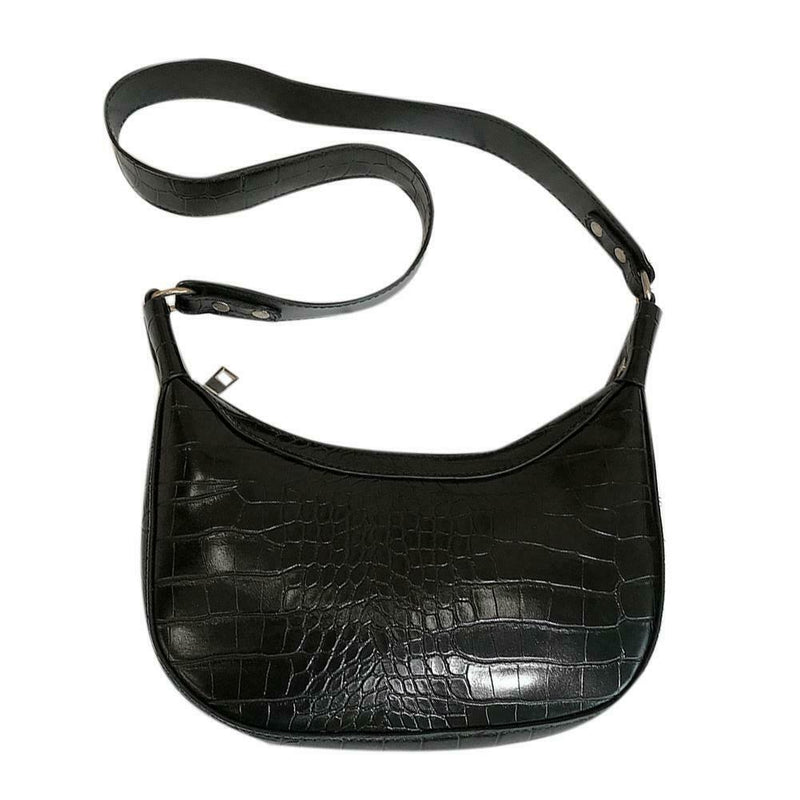 Women Retro Shoulder Bags Leather Money Purse Messenger Handbag (Black) A