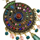 Exotic Gypsy Brocade Lotus Earrings Multicolor Round Ear Studs Jewelry Dang