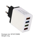 4 USB Travel Charger Phone Fast Charging Charger EU Plug Adapter (Black) A