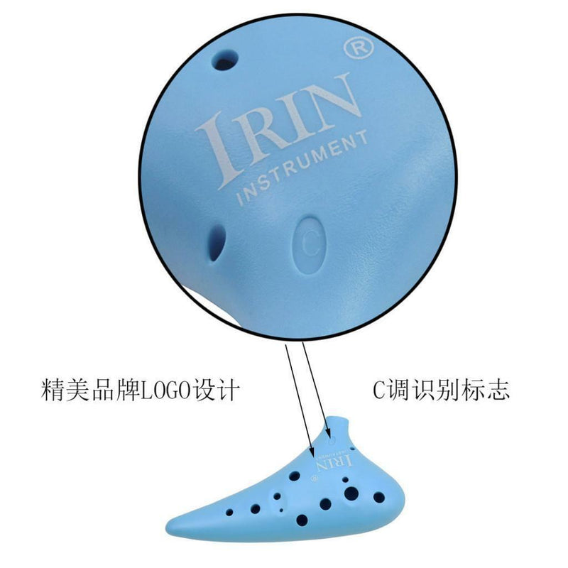 1 Set ABS 12 Holes C Tone Ocarina Blue w/ Gig Bags & Strap Folk Instrument