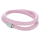 Bangle Bracelet Crystal Braided Leather Clasp Magnetic Jewelry Pink P4G3